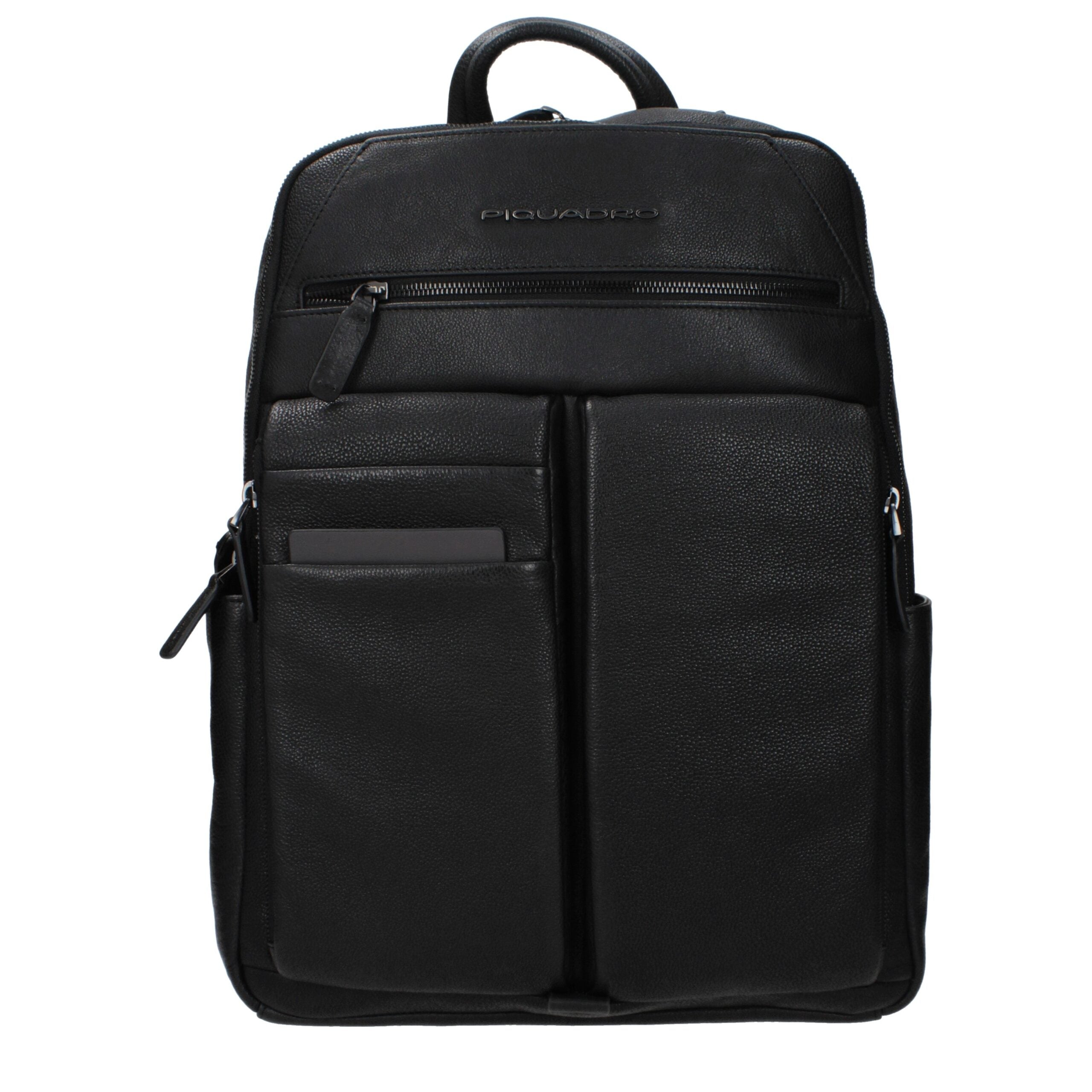 Piquadro Black Leather Backpack