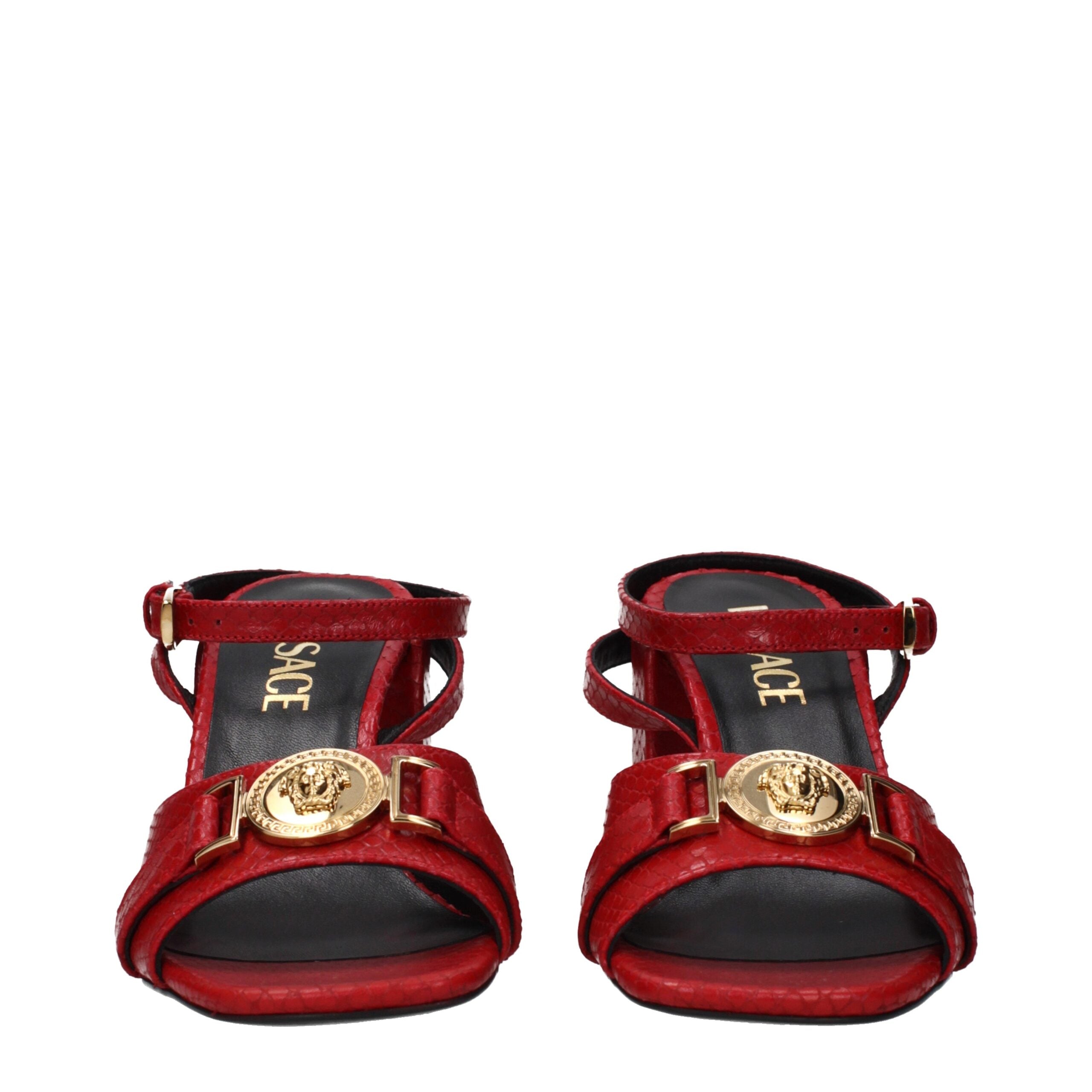 Versace Red Leather Platform Sandals