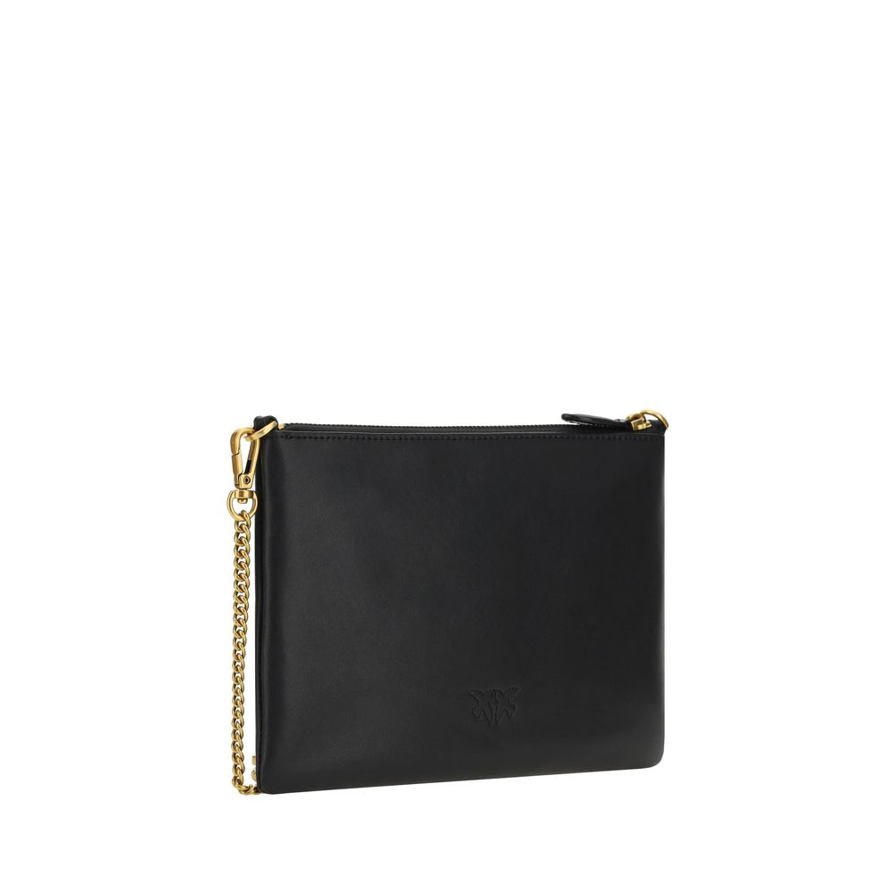 PINKO Black Calf Leather Bos Taurus Shoulder Bag