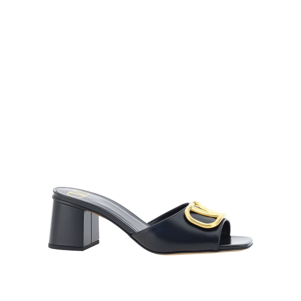 Valentino Garavani Black Calfskin Flat Sandals