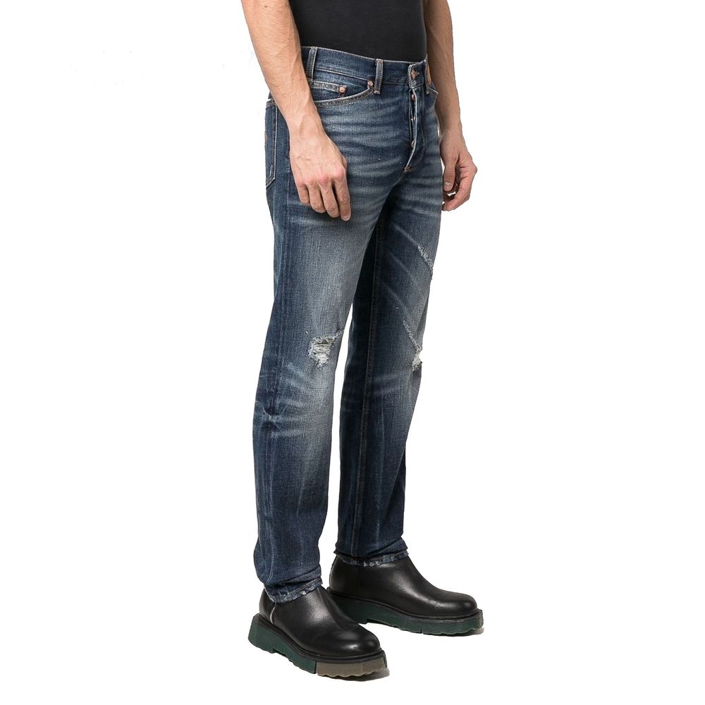 Palm Angels Blue Cotton Straight-Leg Jeans