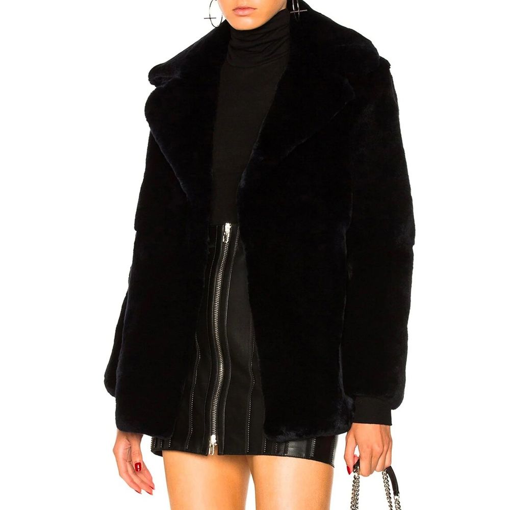 Alberta Ferretti Blue Rabbit Fur Full-Length Jacket