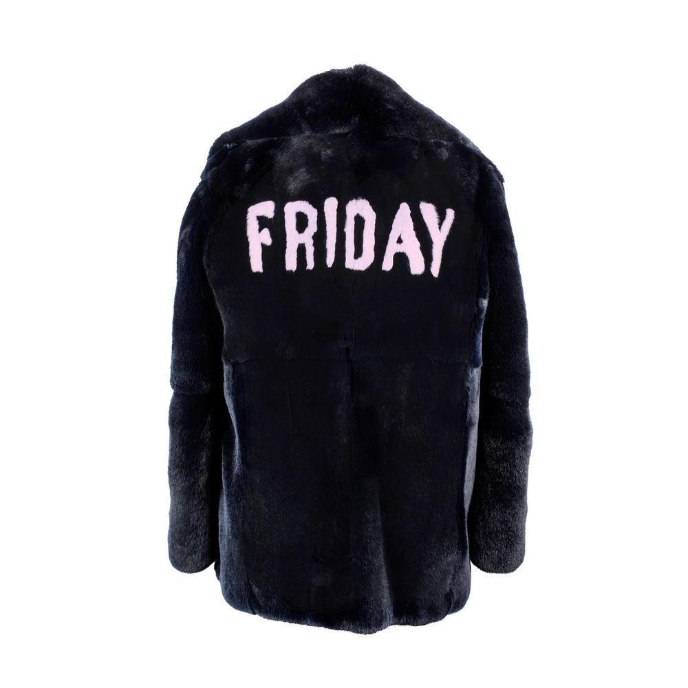 Alberta Ferretti Blue Rabbit Fur Full-Length Jacket