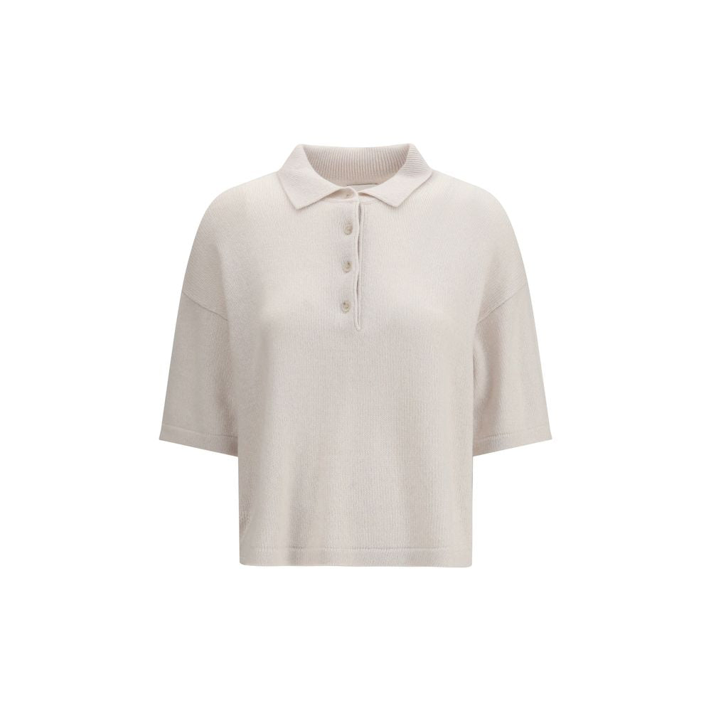 Allude Beige Cashmere Polo Shirt
