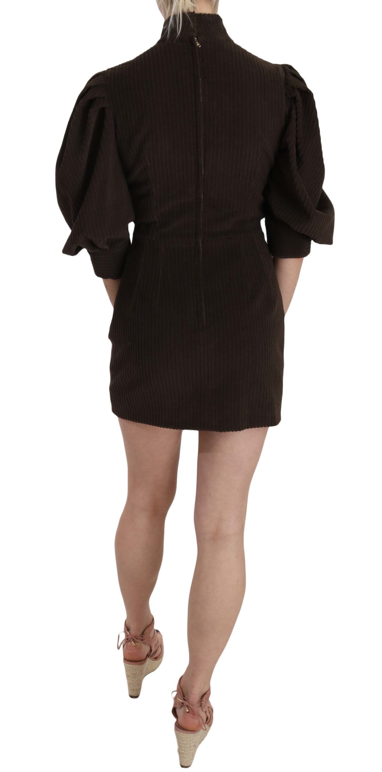 Μίνι φόρεμα Dolce & Gabbana Chic Καφέ Κοτλέ Bodycon