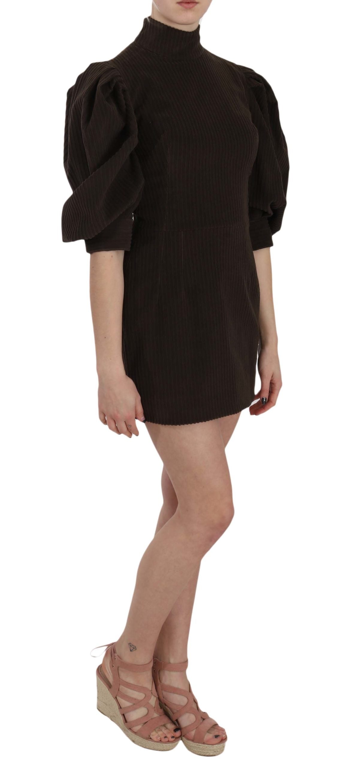 Μίνι φόρεμα Dolce & Gabbana Chic Καφέ Κοτλέ Bodycon