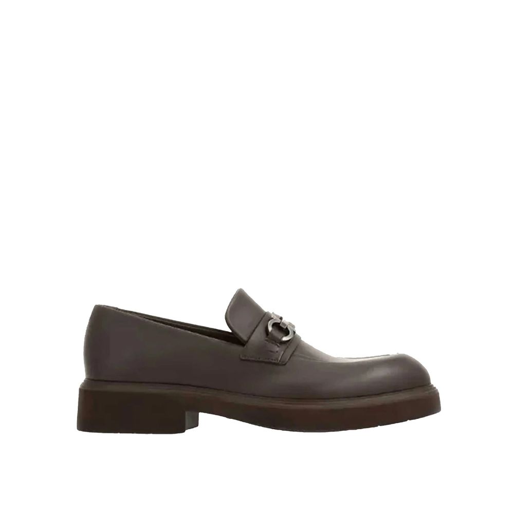 Salvatore Ferragamo Brown Calfskin Slip-On Loafers