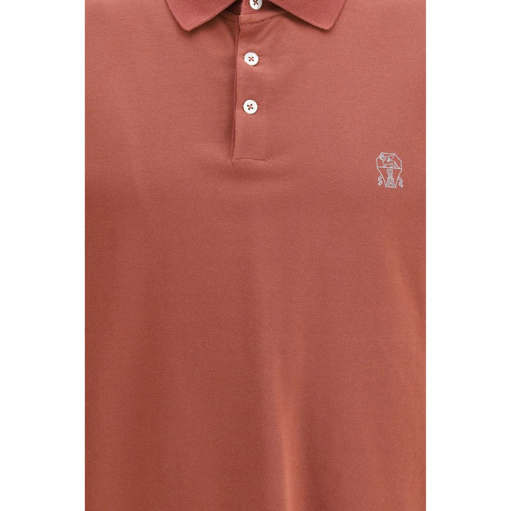 Brunello Cucinelli Red Cotton Polo Shirt