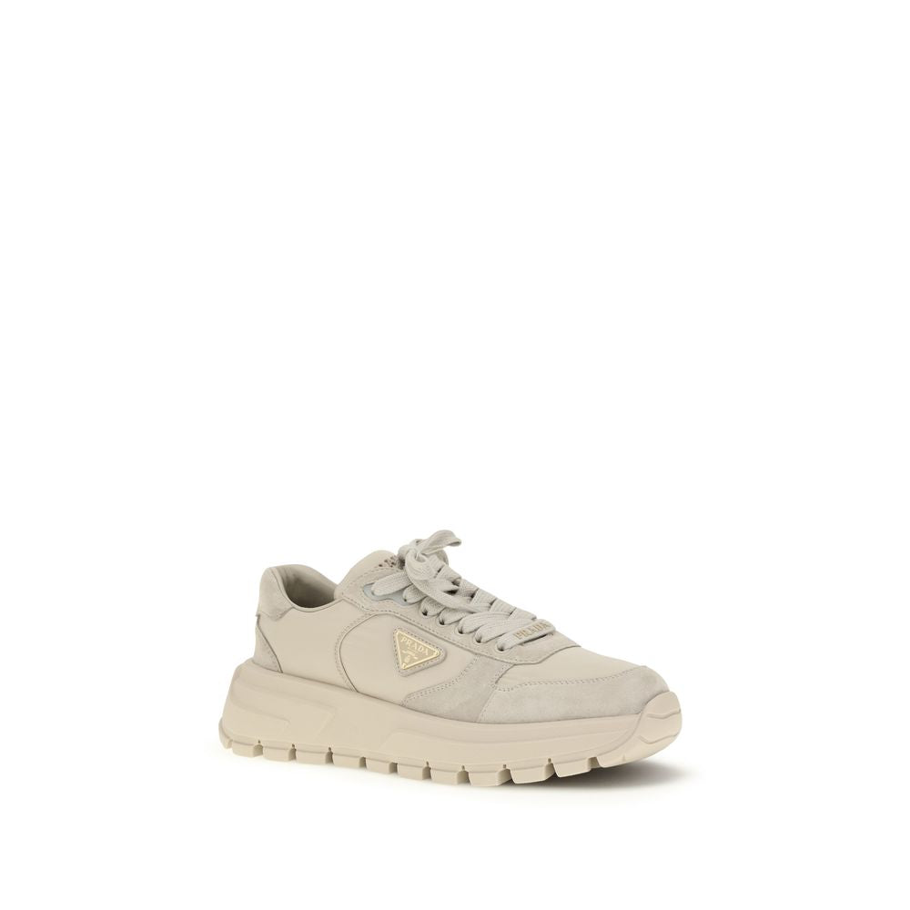 Prada Beige Recycled Polyamide Athletic Sneakers
