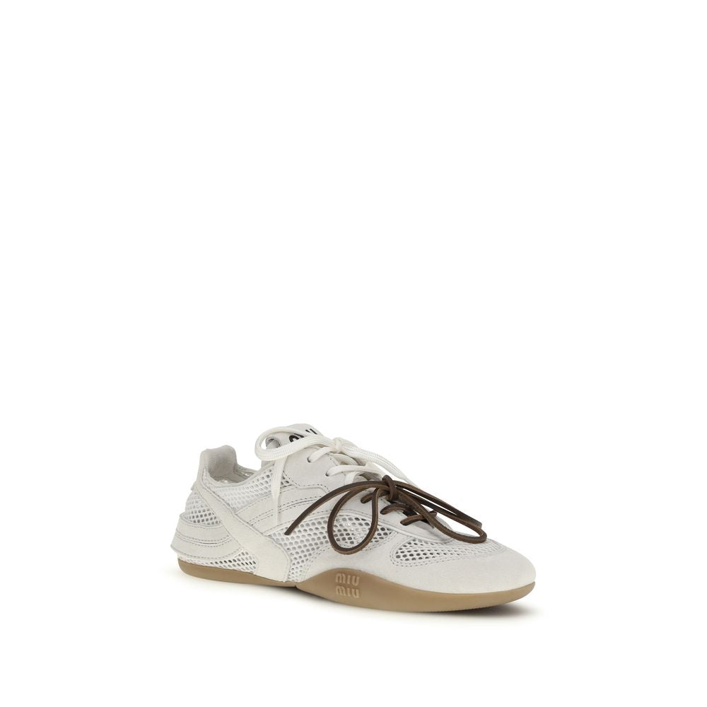 Miu Miu White Polyester Athletic Sneakers