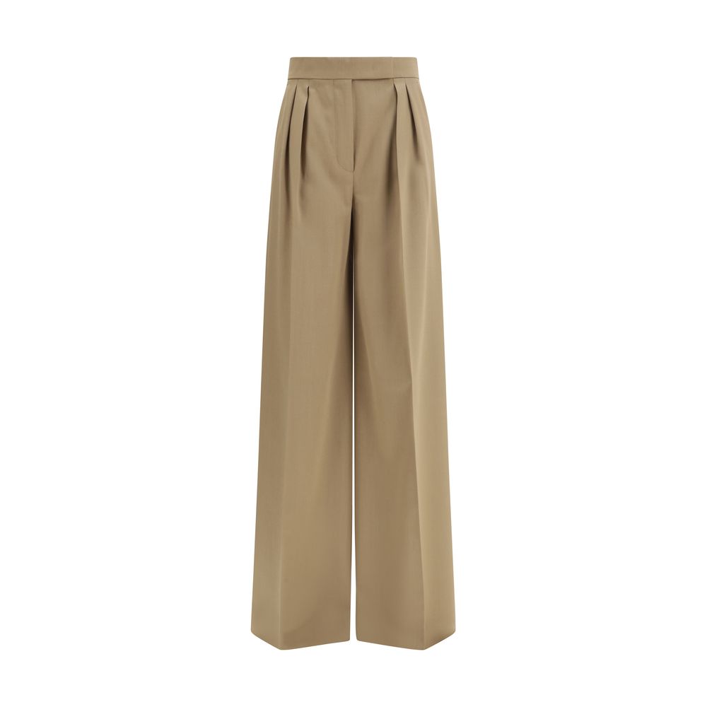 Max Mara Beige Fleece Wool Casual Pants
