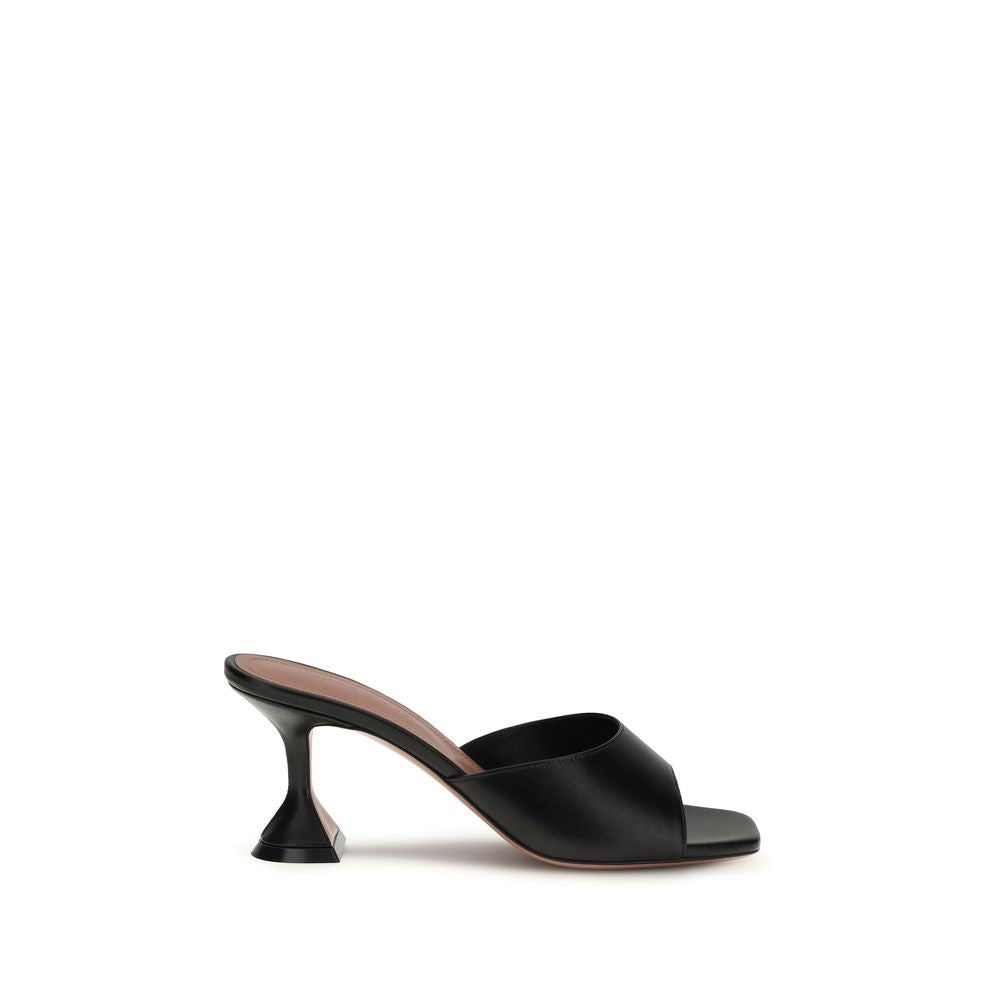 Amina Muaddi Black Lamb Ovis Aries Stiletto Heel Sandals