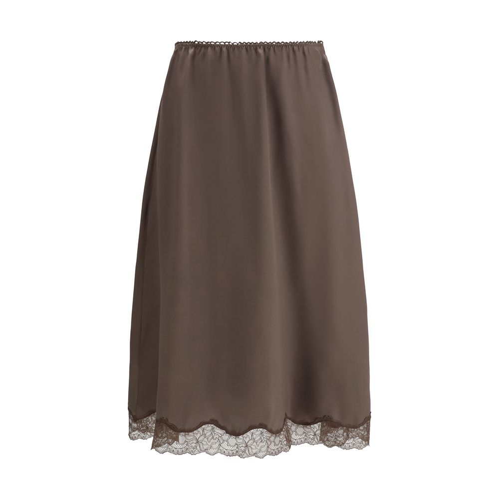 Magda Butrym Brown Silk Midi Skirt