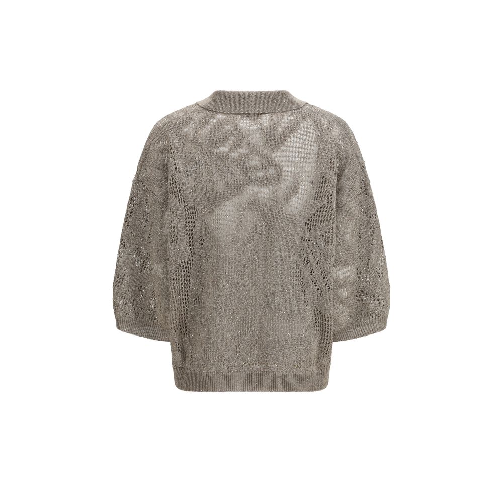 Brunello Cucinelli Beige Linen Polo Shirt