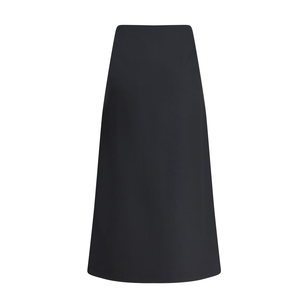 The Row Black Wool Midi Skirt