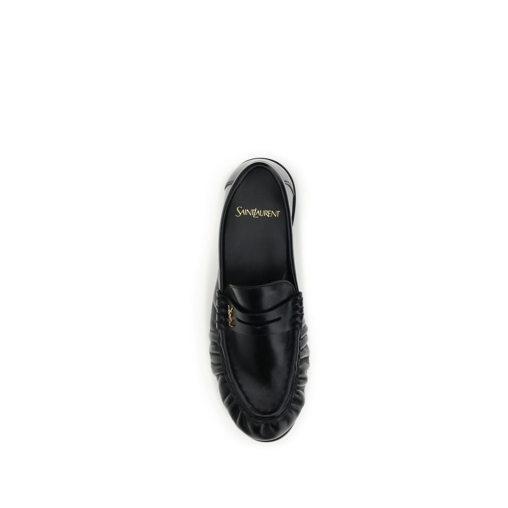 Saint Laurent Black Lamb Ovis Aries Slip-On Loafers