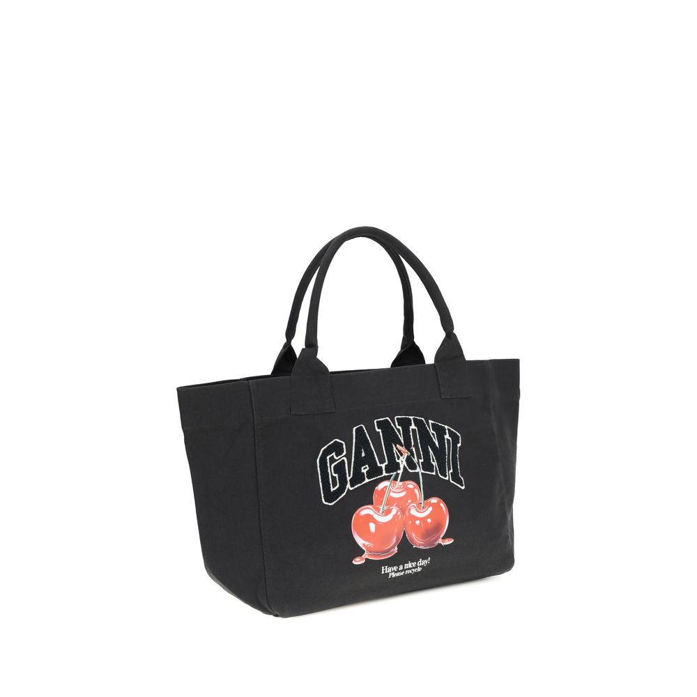Ganni Black Recycled Cotton Shoulder Bag