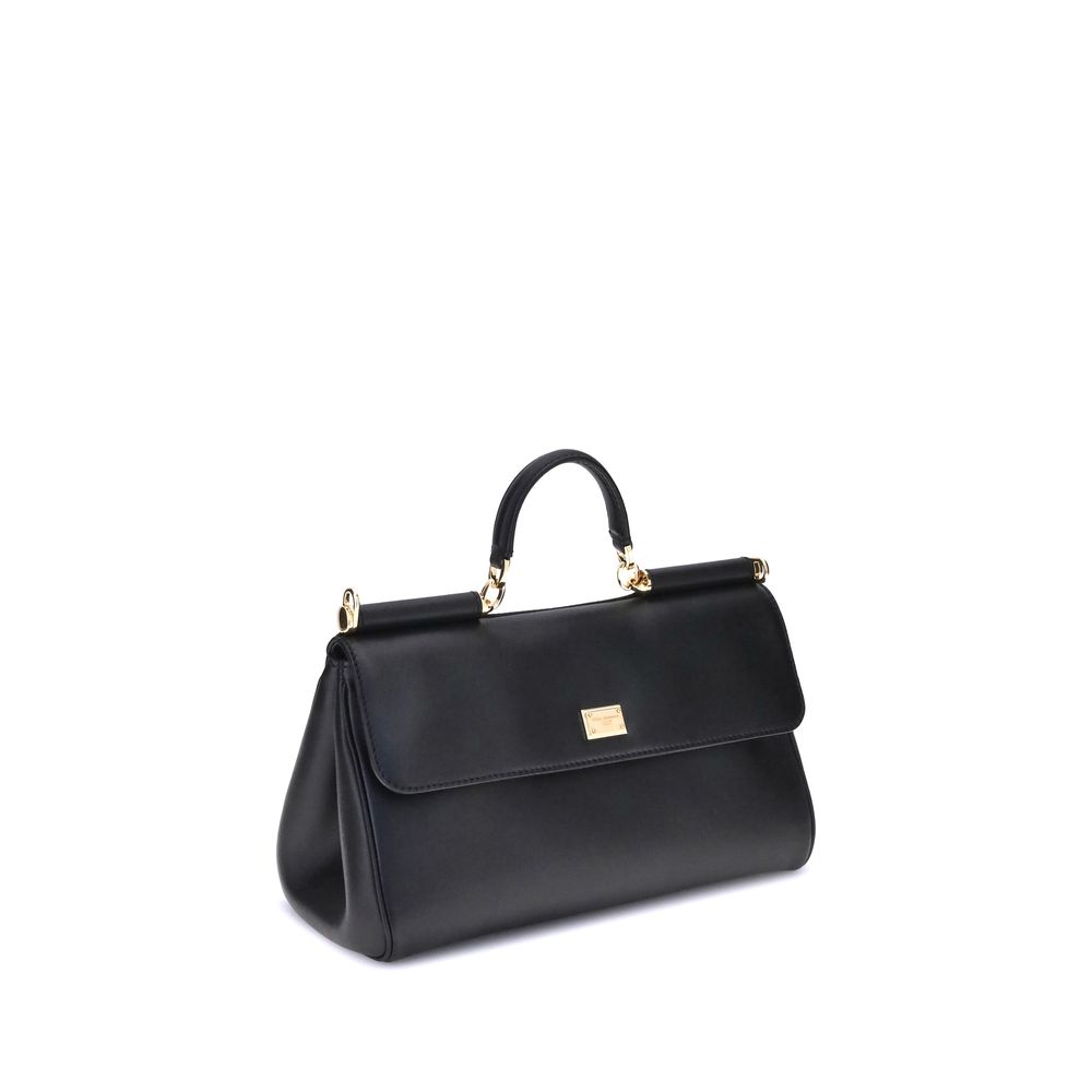 Dolce & Gabbana Black Calf Leather Bos Taurus Handbag