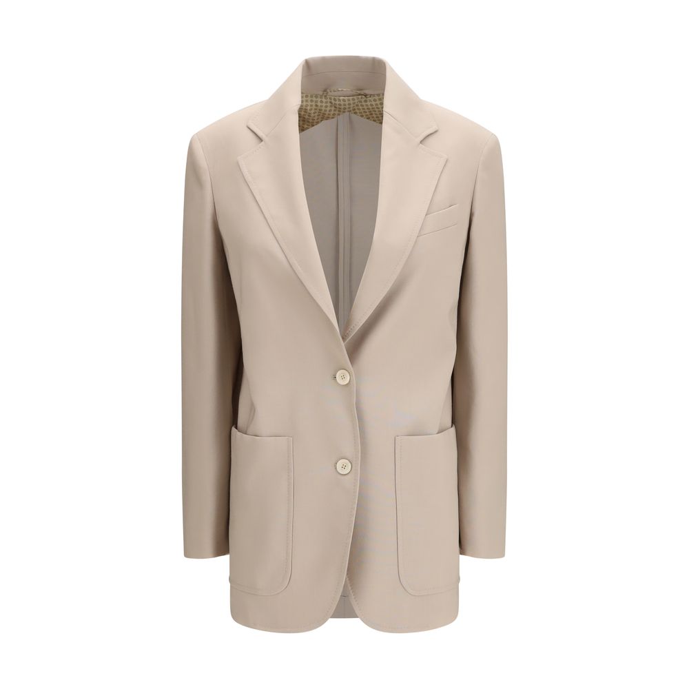 Max Mara Beige Fleece Wool Blazer