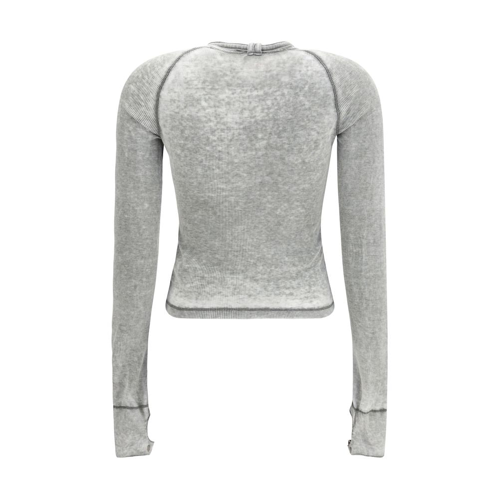 Diesel Gray Cotton Long Sleeve T-Shirt