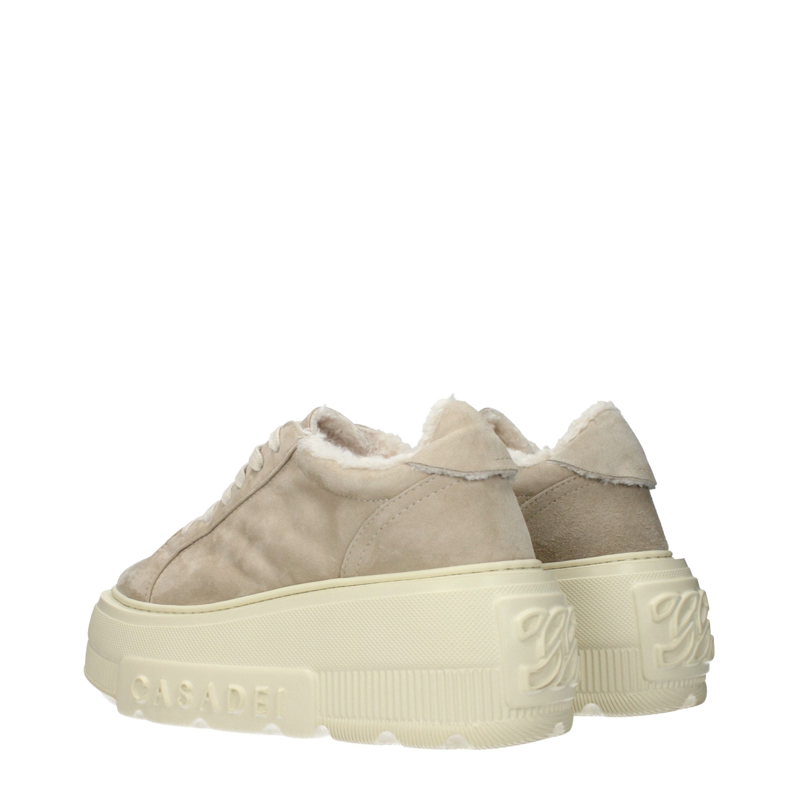 Casadei Beige Leather Chunky Sneakers