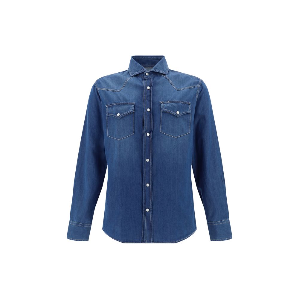 Brunello Cucinelli Blue Denim Shirt