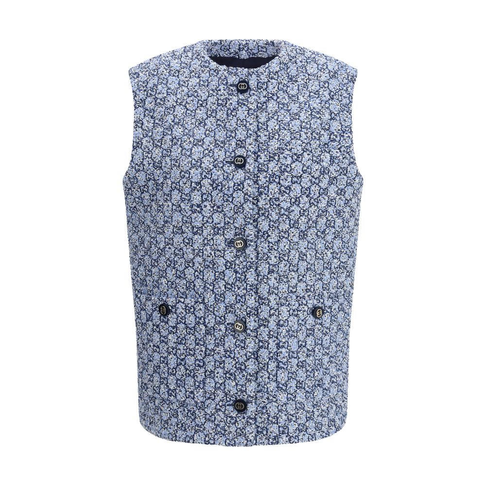Gucci Blue Cotton Sleveless Jacket