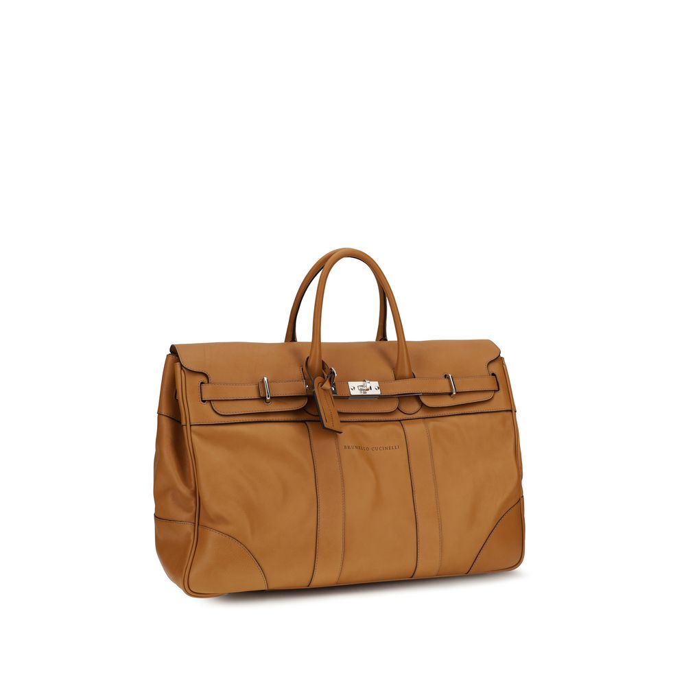 Brunello Cucinelli Brown Calf Leather Bos Taurus Luggage And Travel