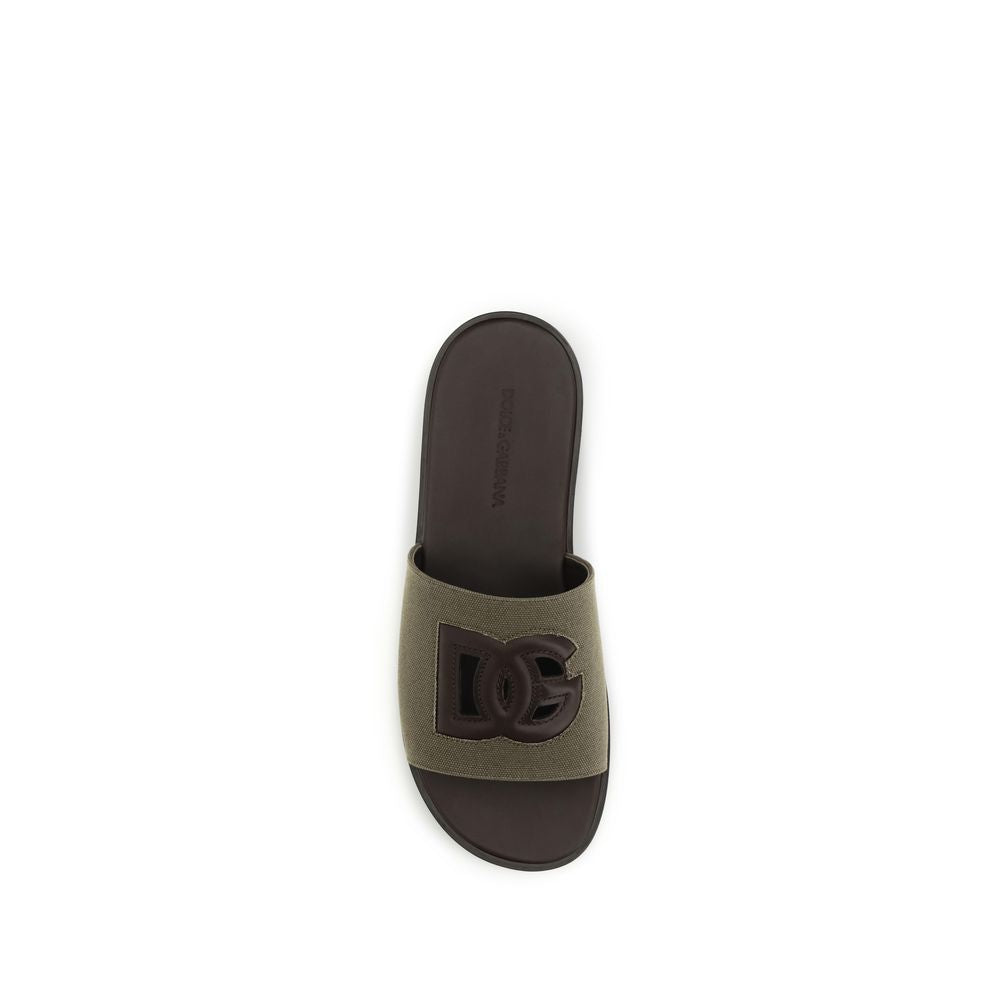 Dolce & Gabbana Bicolor Cotton Flat Sandals