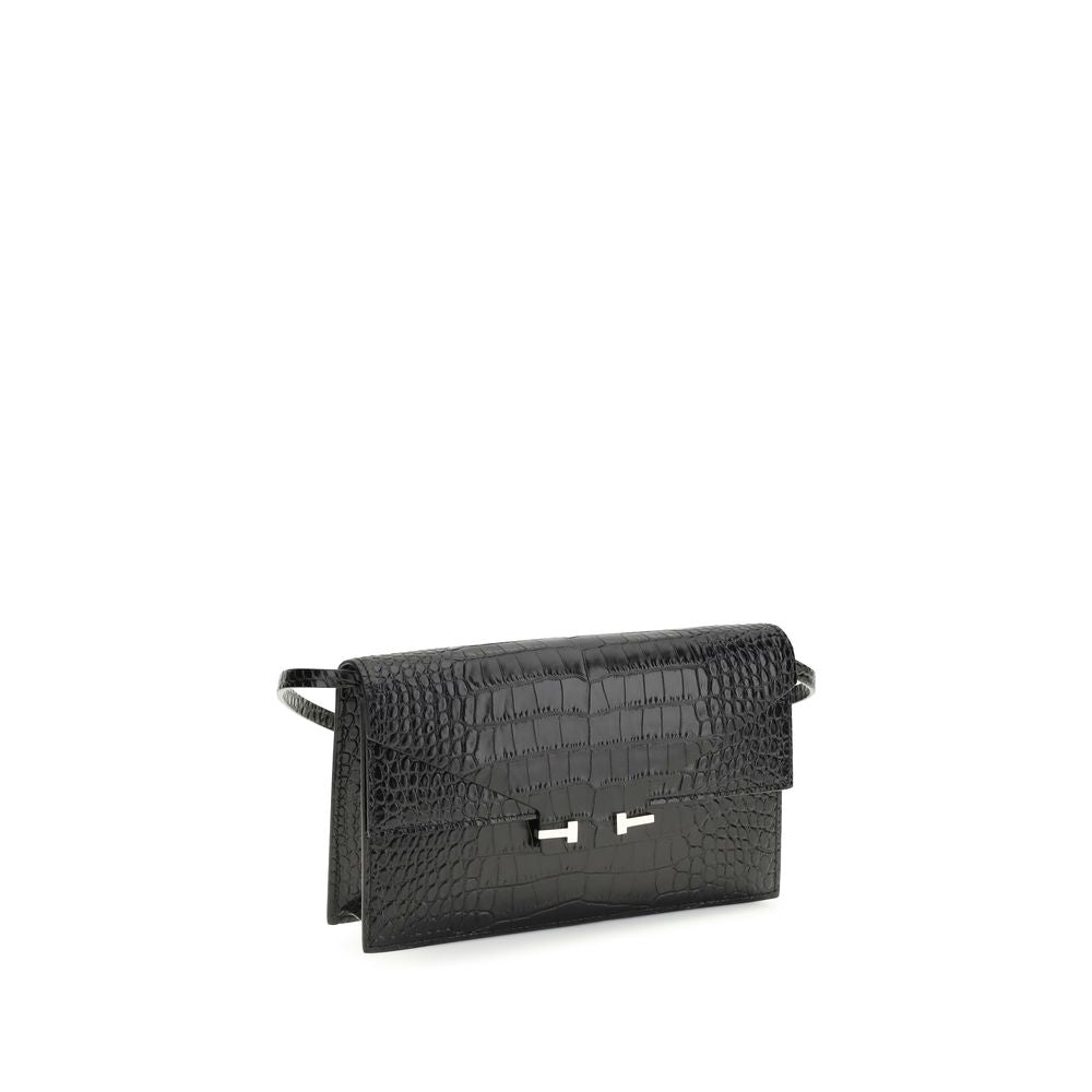 Tom Ford Black Calf Leather Bos Taurus Shoulder Bag