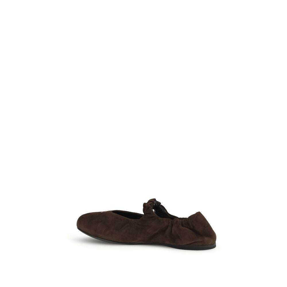 Miu Miu Brown Calf Leather Bos Taurus Ballet Flats