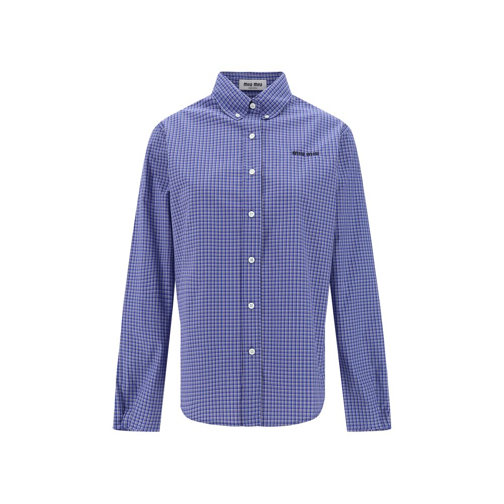 Miu Miu Blue Cotton Pattern Shirt