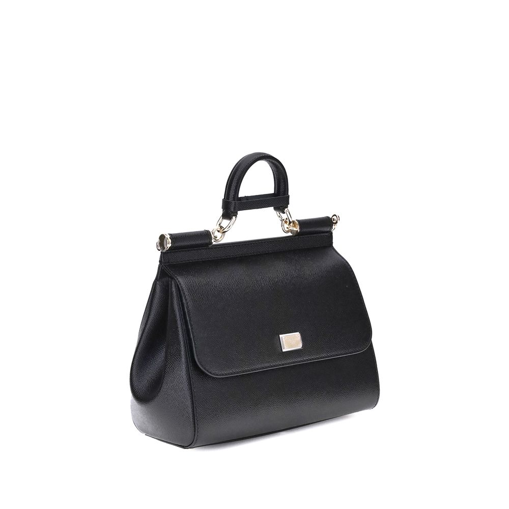Dolce & Gabbana Black Calf Leather Bos Taurus Handbag