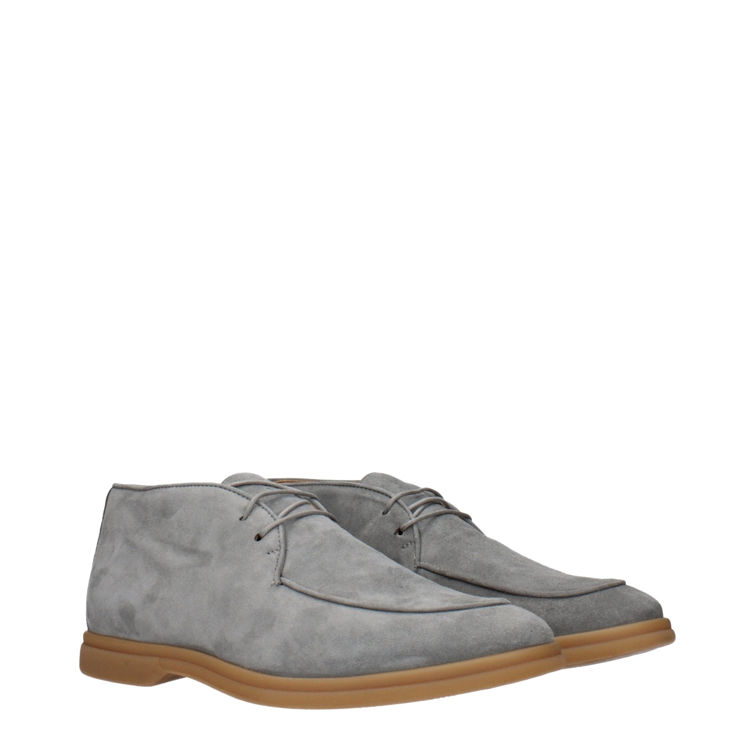 Eleventy Gray Leather Oxfords And Derbies