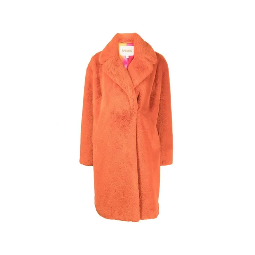 Apparis Orange Faux Fur Coat