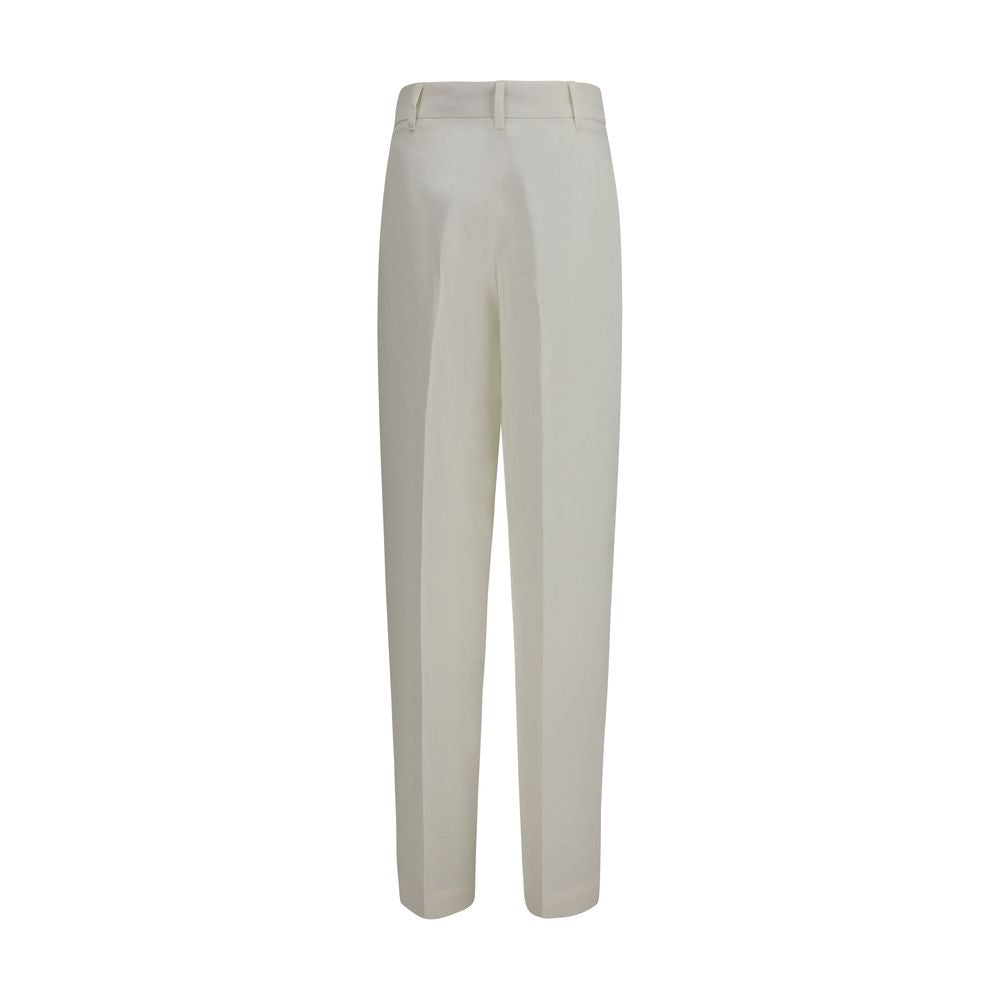 Max Mara White Linen Casual Pants