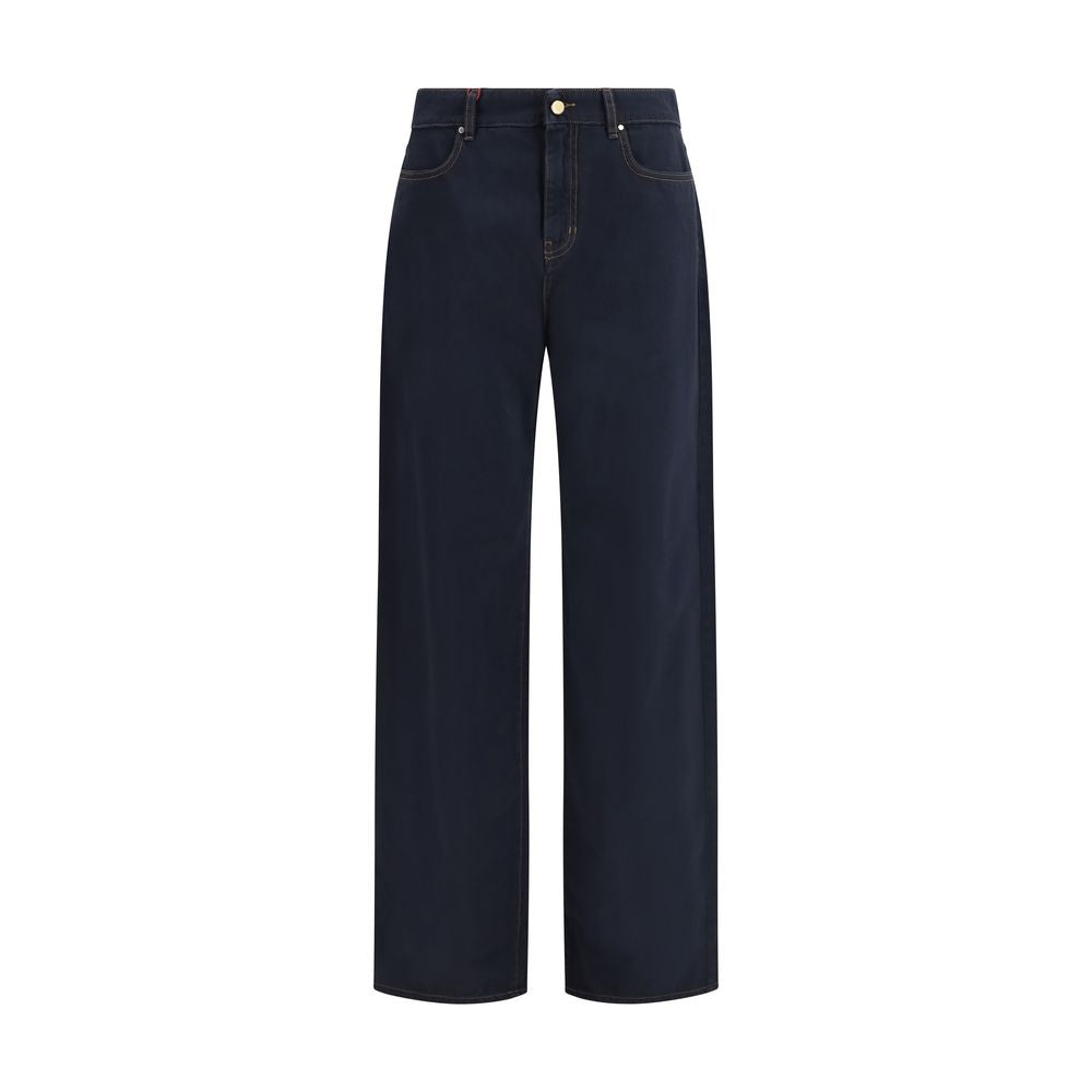 Max Mara Blue Cotton Casual Pants