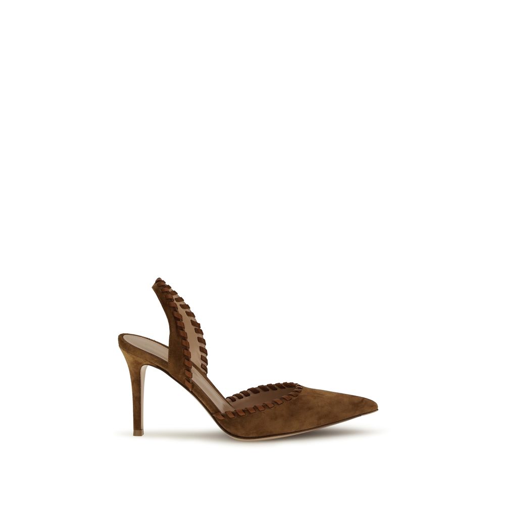 Gianvito Rossi Brown Calf Leather Bos Taurus High Heel Pumps