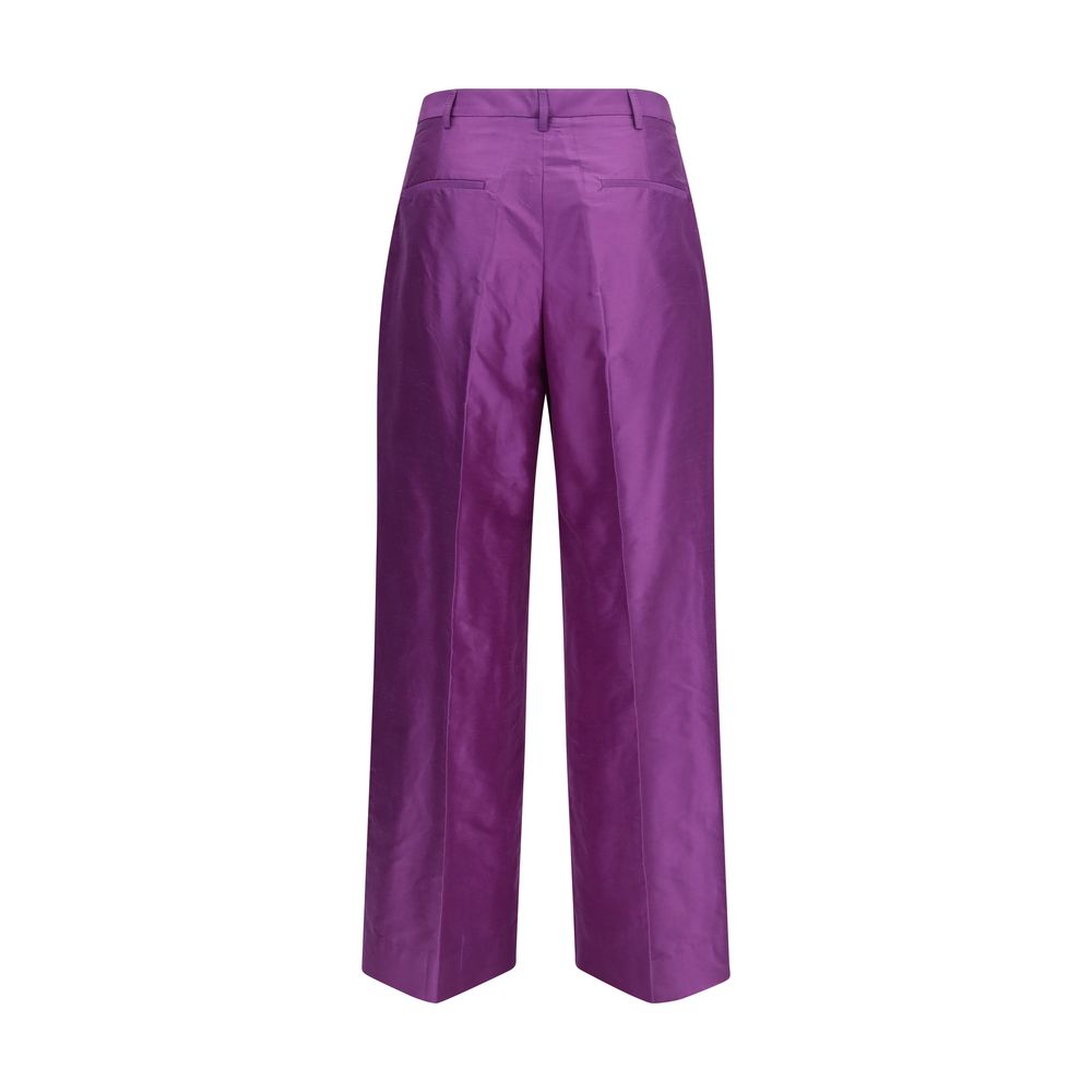 Sara Roka Purple Silk Casual Pants
