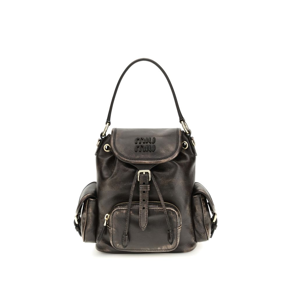 Miu Miu Brown Calf Leather Bos Taurus Backpack