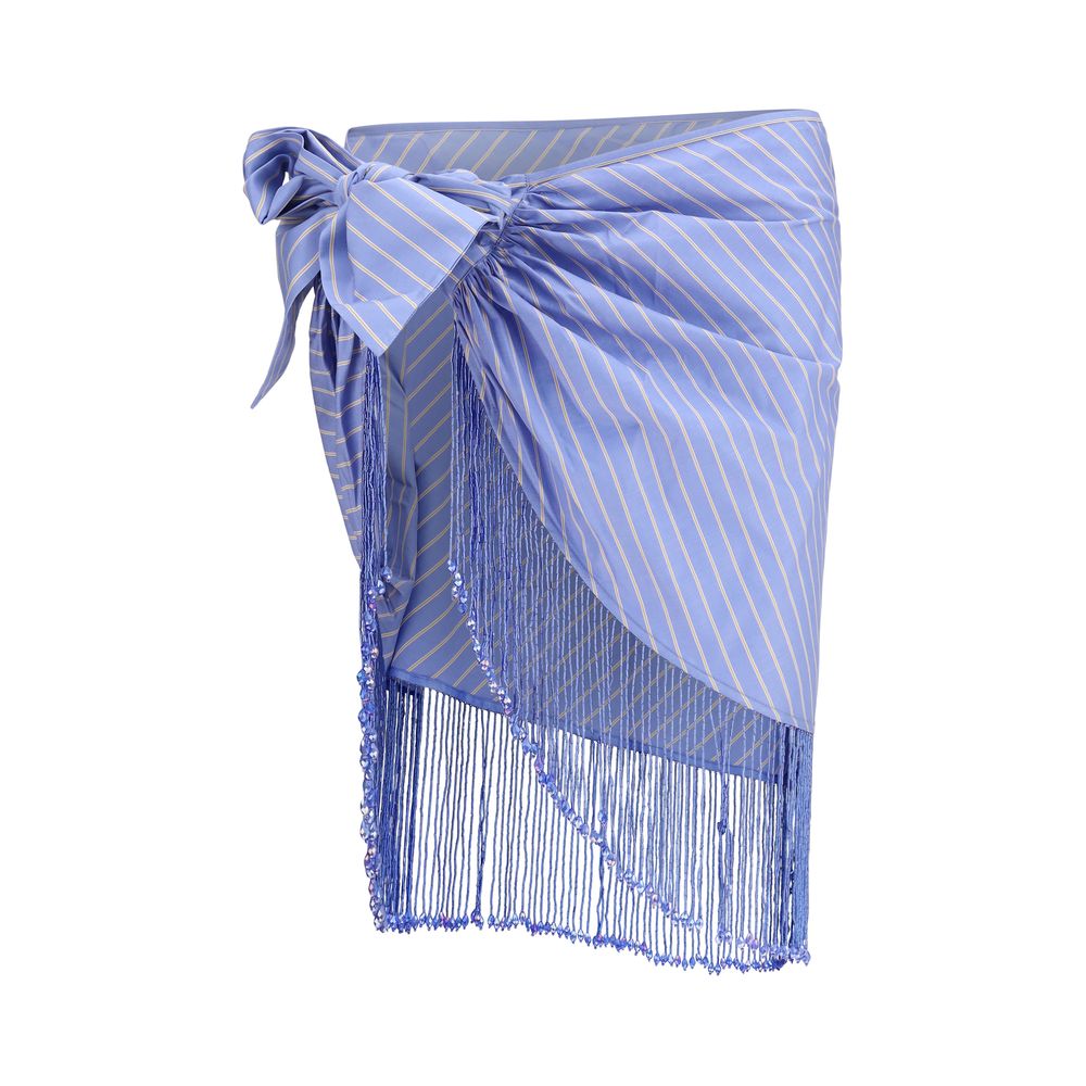 The Andamane Blue Cotton Midi Skirt