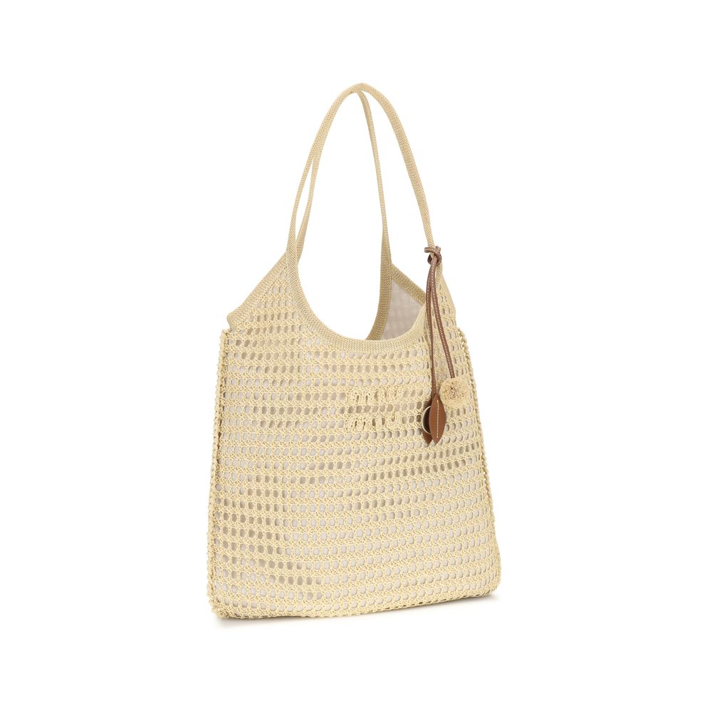Miu Miu Beige Viscose Shoulder Bag