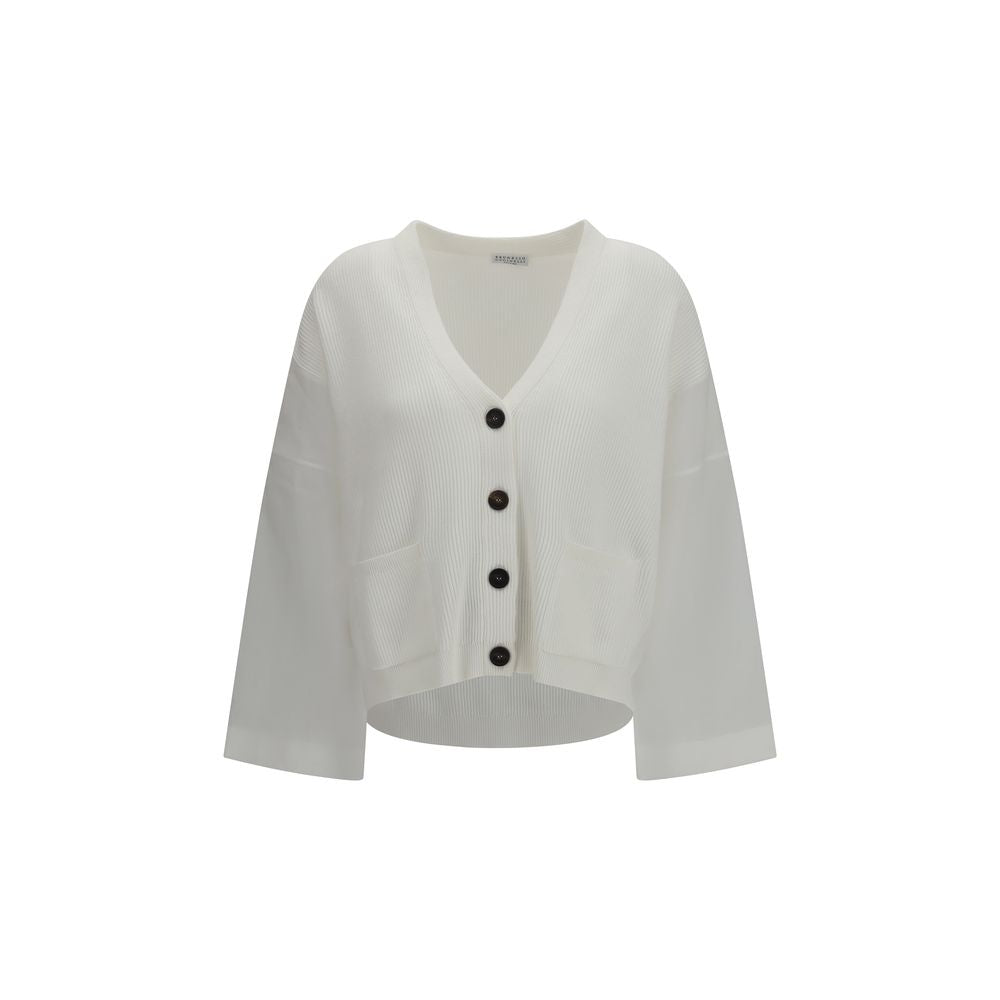 Brunello Cucinelli White Cotton Cardigan