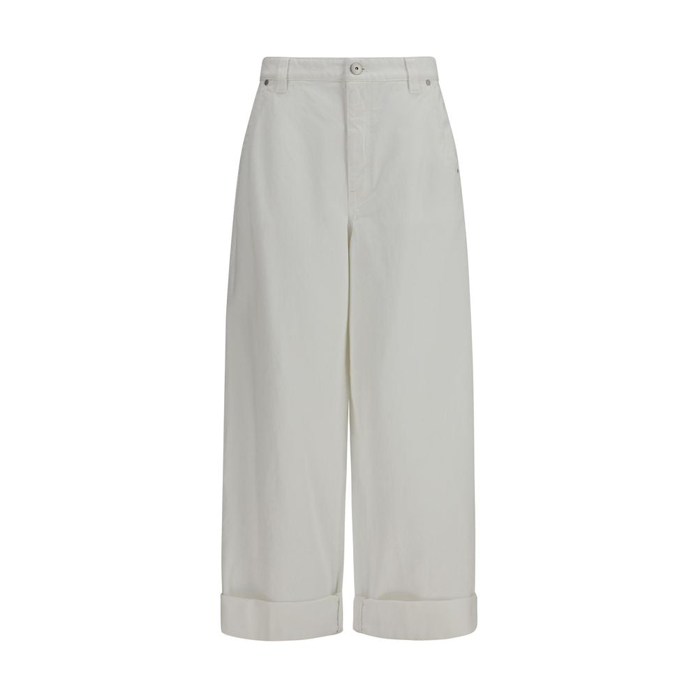 Brunello Cucinelli White Cotton Casual Pants