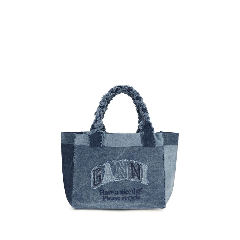 Ganni Blue Cotton Shoulder Bag