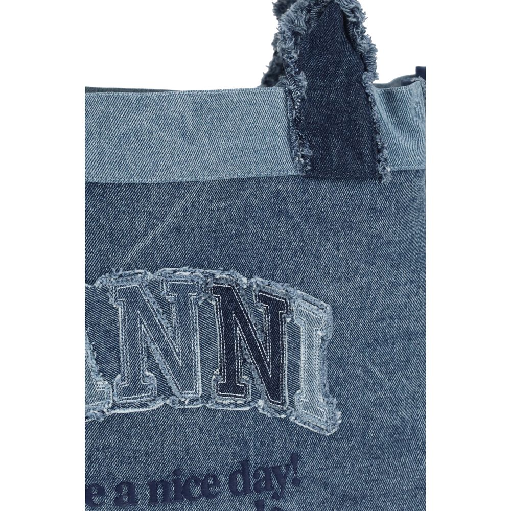 Ganni Blue Cotton Shoulder Bag