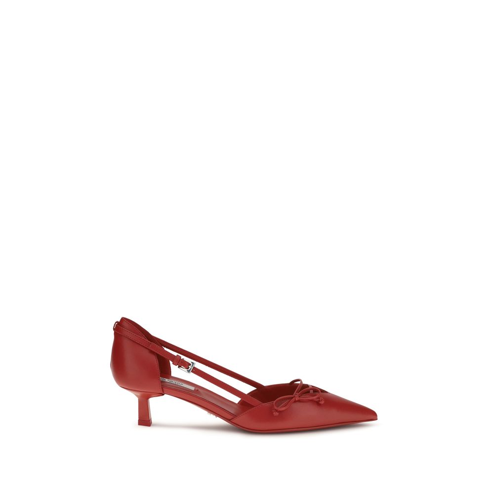 Prada Red Goatskin High Heel Pumps