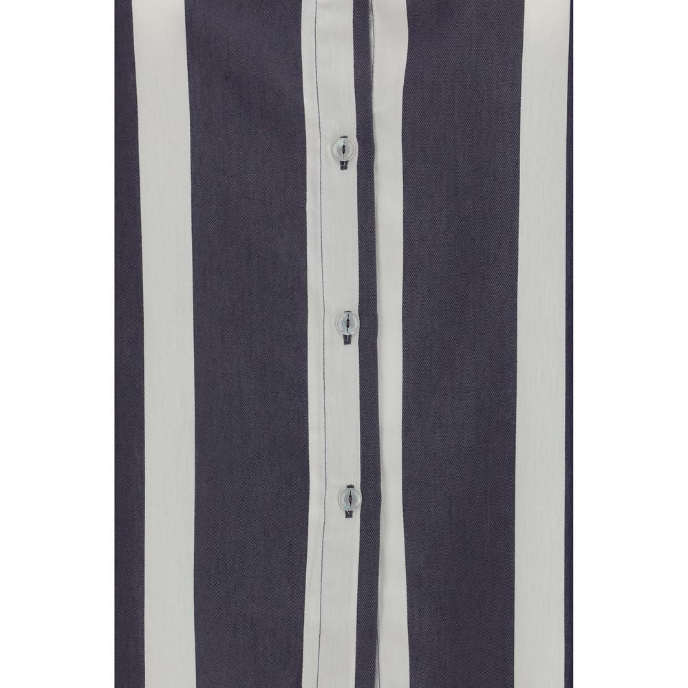 Cruna Blue Viscose Pattern Shirt