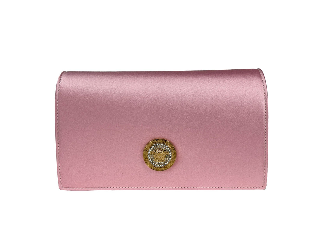 Versace Medusa Crystal Satin Mini Chain Crossbody Bag Purse