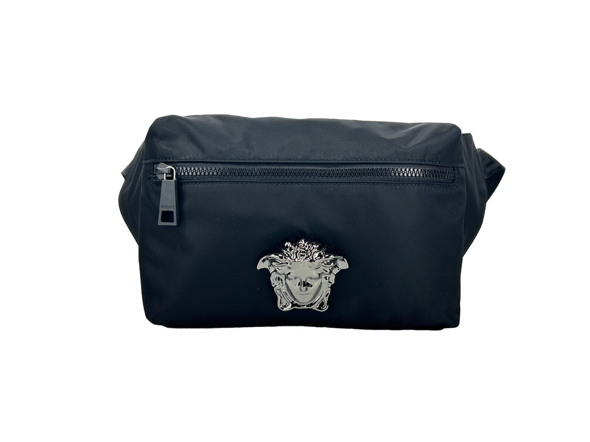Versace Medusa Black Nylon Belt Bag Waist Fanny Pack Purse